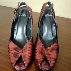 Stuart Weitzman Red Reptile Pumps